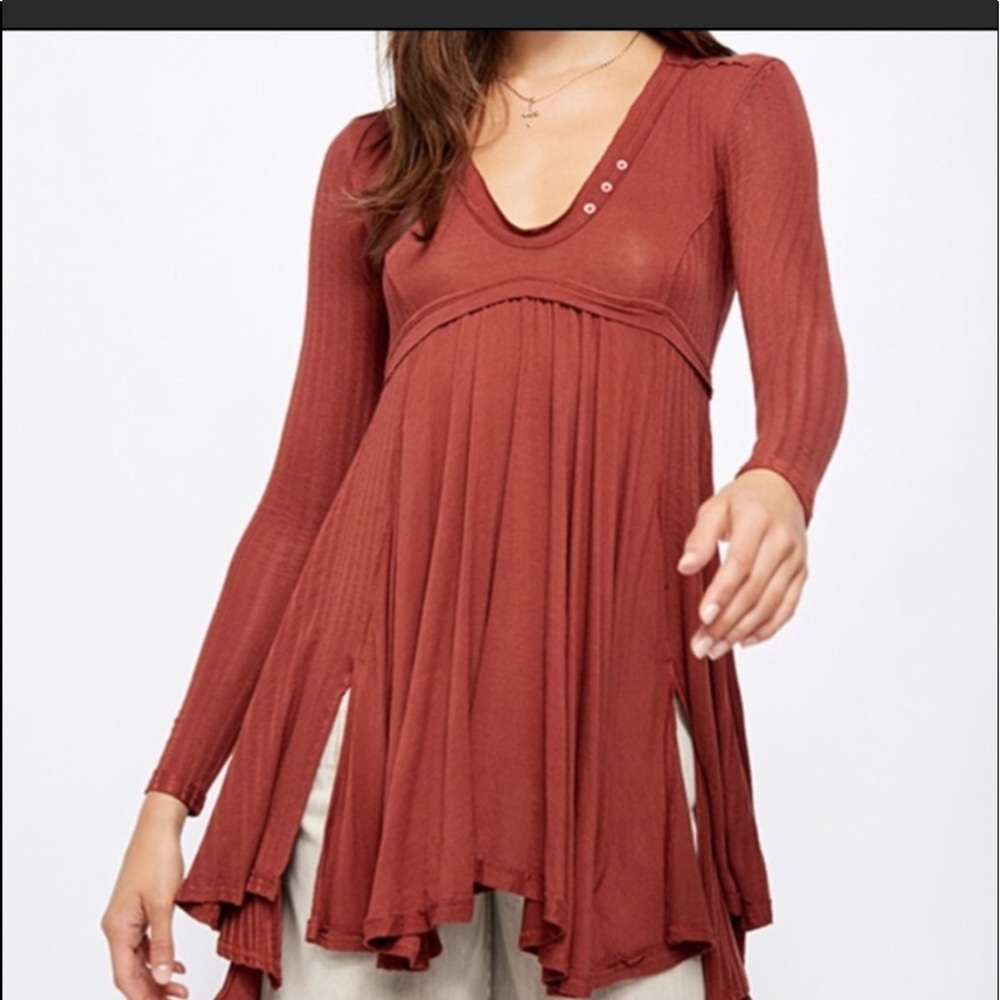 Free People Birdie Henley Tunic in Cowboy